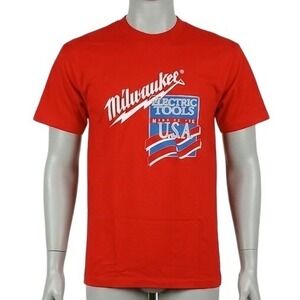 Vintage Milwaukee Electric Tools T-Shirt Red Made in USA K-Products Mens XL